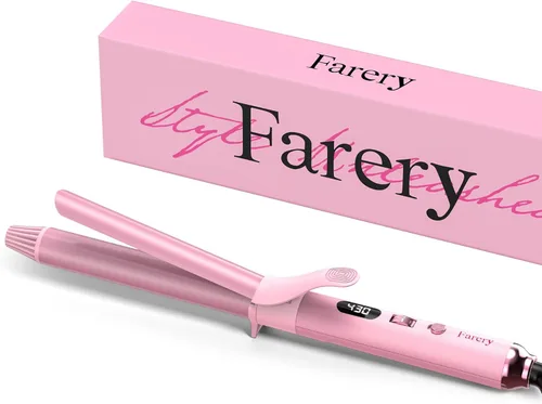 Miniatura 9 de FARERY Rizador de barril largo de 1 pulgada, rizador extra largo para cabello fino, infundido con aceite de argán y queratina, 11 temperaturas Rosa