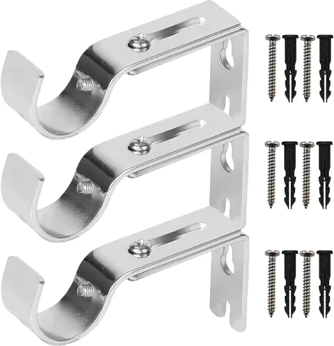 Miniatura 13 de Soportes de barra de cortina de alta calidad, paquete de 2 soportes de pared ajustables, soportes para barra de cortina para barra de 1 pulgada Negro