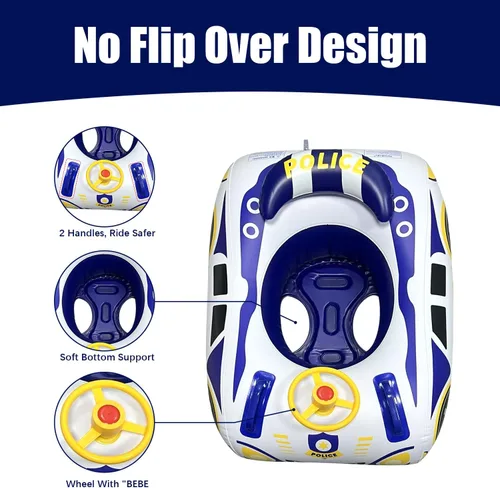 Miniatura 2 de Flotador de piscina 3D de coche de policía para niños, flotadores inflables de piscina para bebés, flotador de natación para bebés con mango