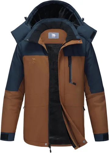 Miniatura 9 de CAMEL CROWN Chaqueta de Esquí de Invierno para Hombre Abrigos de Nieve de Montaña Impermeable Capucha Desmontable Resistente al Viento Chaquetas