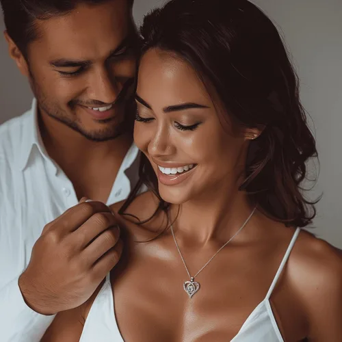 Miniatura 2 de Collar con colgante de corazón para ella, gema creada en laboratorio Moissanite, joyería para mujeres, "I Love You", plata de ley S925, regalos