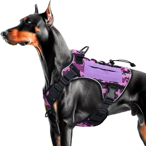Miniatura 64 de Arnés táctico para perros grandes, chaleco reflectante ajustable sin tirones con sistema Molle, control de grado militar K9 para entrenamiento
