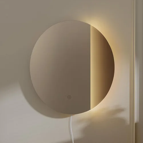 Miniatura 10 de ONEWISH Aplique de pared LED, lámpara de pared con espejo regulable, luces de pared redondas de 16.93 pulgadas para dormitorio con función