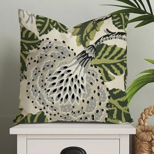 Miniatura 37 de ArogGeld Fundas de Almohada Euro Sham Florales Verde y Blanco Gris Estilo Chinoiserie Funda de Almohada Asiática Funda de Cojín Decorativo 18x18