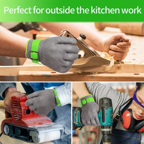 Miniatura 3 de Aillary Nivel 9 - Guante de cocina resistente a cortes, grado alimenticio, lavable a máquina, alambre de acero inoxidable, malla metálica, guante