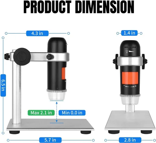 Miniatura 7 de Microscopio digital USB con polarizador, microscopio digital de moneda de mano de 5 MP con soporte de metal compatible con Windows y MacBook