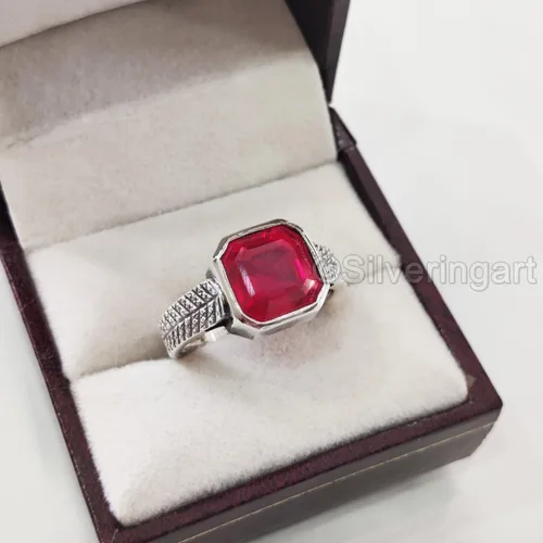 Miniatura 7 de Natural Ruby Ring, Ruby Mens Heavy Ring, July Birthstone, Oxidized, 925 Sterling Silver, Signet Ring, Christmas, Thanksgiving, Handmade, Statement