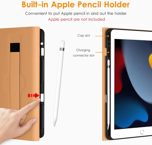 Miniatura 3 de DTTO para iPad de 9ª/8ª/7ª generación de 10.2 pulgadas 2021/2020/2019, funda tipo cartera de negocios de cuero premium con soporte para Apple Pencil