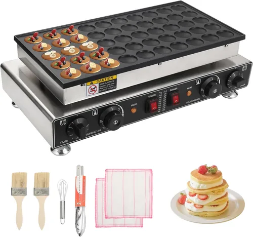 Miniatura 8 de Heuyrao Mini máquina para hacer panqueques, 50 piezas holandesa para panqueques, 110 V 1800 W comercial eléctrica antiadherente para el hogar