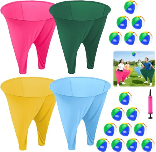 Miniatura 9 de Juego de pantalones de abuelita para patio, pantalones gigantes de abuelita, juego al aire libre, incluye pelotas hinchables y bombas de aire