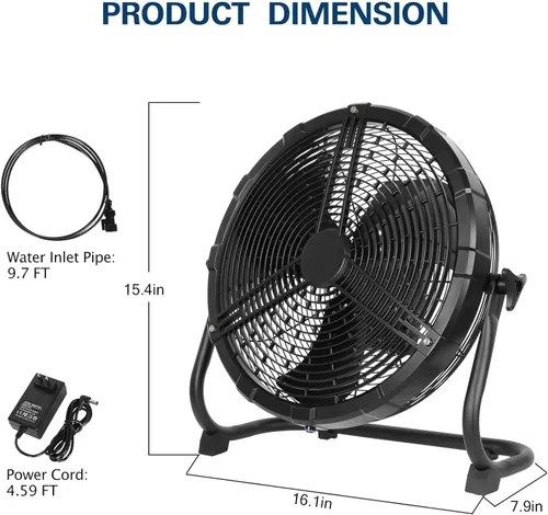 Miniatura 6 de BILT HARD Ventilador de nebulización portátil para exteriores de 12 pulgadas, ventilador de nebulización con batería desmontable de 15600 mAh