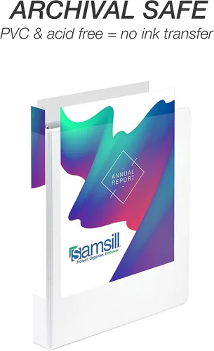 Miniatura 495 de Samsill - Carpeta duradera de 5 pulgadas, fabricada en los Estados Unidos, con anillos en D, transparente y personalizable, color blanco