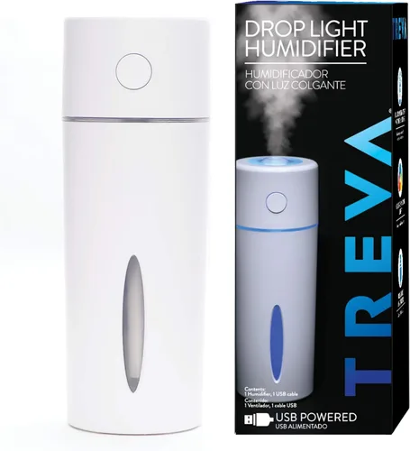 Treva Mini humidificador portátil de 5.1 fl oz de capacidad, humidificador ultrasónico de niebla fría con luz de color, alimentado por USB,