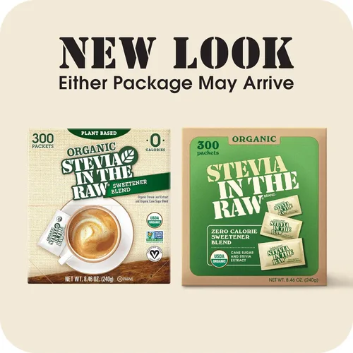 Miniatura 5 de Stevia In The Raw Paquetes de Edulcorante de Stevia Orgánica, 300 Unidades, Paquetes Sustitutos de Azúcar de Stevia de Cero Calorías, Sin Eritritol