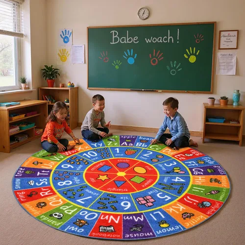 Miniatura 5 de KC Cubs Alfombra educativa antideslizante con alfabeto, números y formas de 3 x 3 pulgadas, para niños, guardería, aula, sala de juegos, guardería