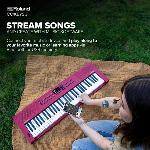Miniatura 5 de Roland GO:KEYS 3 Teclado de creación de música Teclado de 61 notas Altavoces estéreo integrados Soporte Bluetooth de audio/MIDI para Rojo