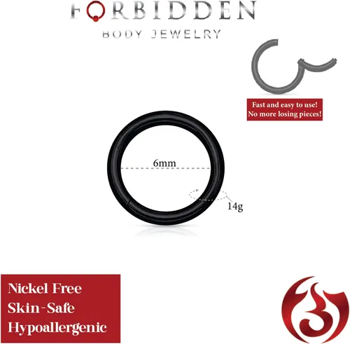 Miniatura 103 de Forbidden Body Jewelry - Piercing para la nariz de acero quirúrgico 316L con bisagra, 14G, 16G, 18G, diámetro de 15/64, 5/16, 25/64, 15/32 pulgadas