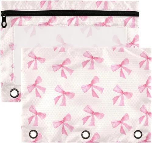 Miniatura 8 de Baseball Pencil Pouch for 3 Ring Binder，Zippered Pencil Case with Clear Window Organizers Bag 2 Packs