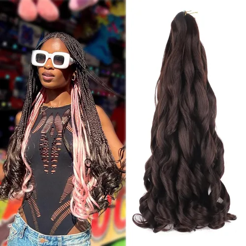 Miniatura 43 de Cabello rizado francés trenzado de 10 pulgadas, color 4, cabello rizado preestirado, 8 paquetes de trenzas de ganchillo de rizo francés para trenzas