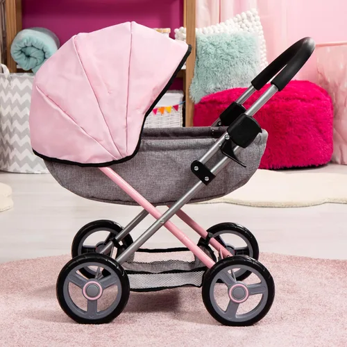 Miniatura 6 de Bayer: Juego de cochecito de muñeca bebé 4 en 1 Conjunto acogedor - Muñecas hasta 45.72 cm (Rosa/Gris) Muñecas bebé Fingir Vestirse Accesorio