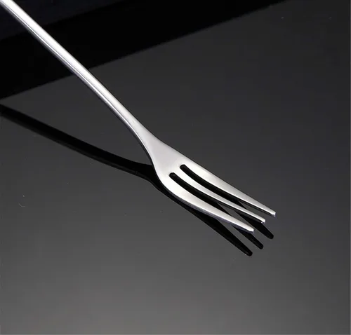 Miniatura 2 de Juego de 6 tenedores de frutas de acero inoxidable de 4.7 pulgadas, mini tenedores de ensalada, aperitivos, postres, aperitivos, tenedores pequeños