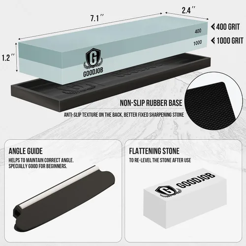 Miniatura 2 de Kit de piedras afiladoras de cuchillos - Goodjob Juego premium de piedras afiladoras de cuchillos Whetstone japonesas - Piedras de afilado de doble
