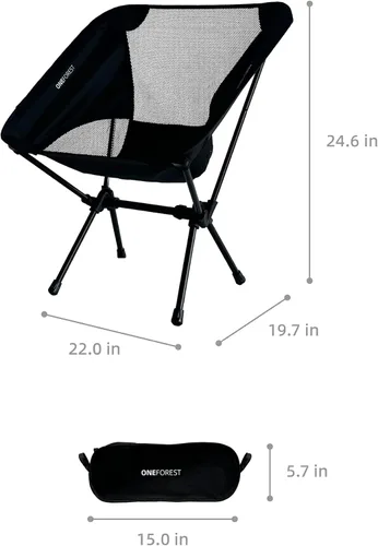 Miniatura 3 de ONEFOREST Silla de camping, silla portátil plegable para mochilero para campamento de playa, senderismo, deportes al aire libre, color negro