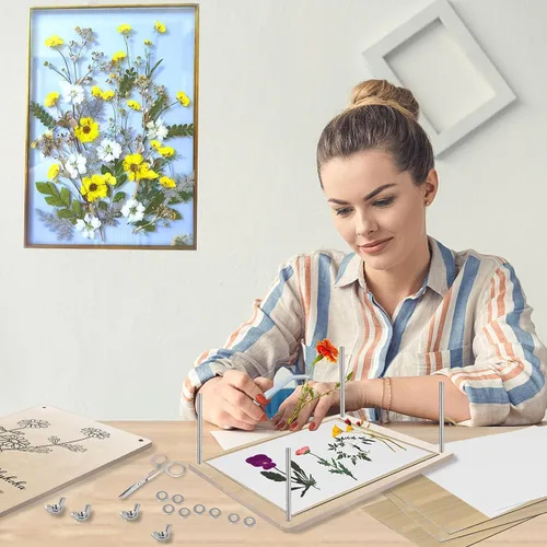 Miniatura 2 de Rhykoka Kit de prensa de flores grandes para adultos, 10 capas de 11.8 x 8.3 pulgadas, kit de prensa de plantas de hojas de madera, gran regalo