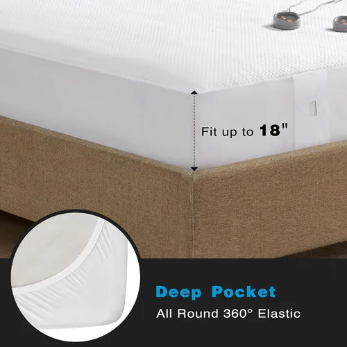 Miniatura 6 de Beautyrest Protector de colchón con calefacción King – Calentador de cama eléctrico fresco al tacto, funda para todas las estaciones, 5 niveles