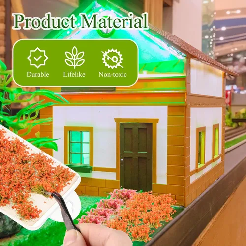 Miniatura 3 de 288 Piezas Mechones de Césped Estático Racimo de Flores Grupos de Vegetación Autoadhesivos Mechones de Césped de Modelo Artificial DIY Racimo