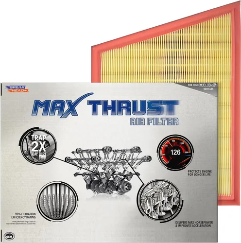 Miniatura 18 de Filtro de aire de motor Spearhead MPG Defense Max Thrust para vehículos de todo kilometraje, se adapta como el OEM, restaura MPG y aceleración