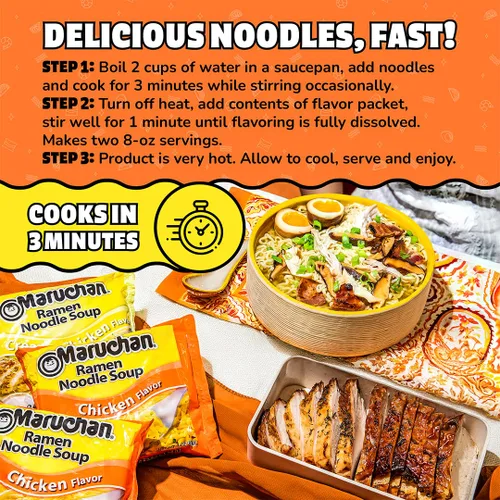 Miniatura 6 de Maruchan Ramen Fideos instantáneos sabor a pollo, comidas listas para comer, 3 oz, 24