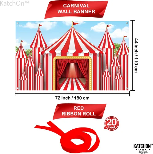 Miniatura 2 de KatchOn, Fondo de carnaval XtraLarge - 72 x 44 pulgadas Tienda de campaña de circo para decoraciones de carnaval Pancarta de fondo de circo