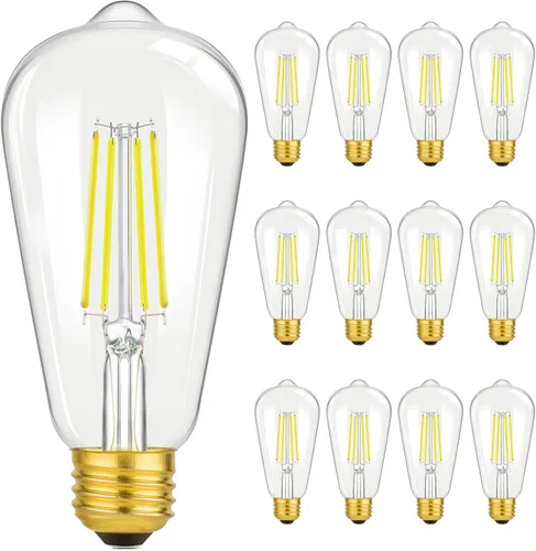 Miniatura 10 de Paquete de 4 bombillas LED Edison vintage ST64 de 8 W, equivalente a 100 W, 1400 lúmenes, luz blanca diurna de 5000 K, bombillas de filamento LED