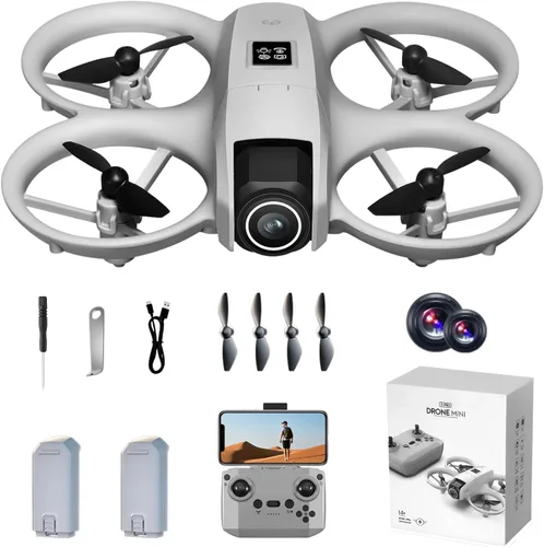 Drone RC con cámara HD para principiantes adultos, menos de 8.78 oz Mini drones ligeros con luces corporales 360° rodante de despegue/aterrizaje,