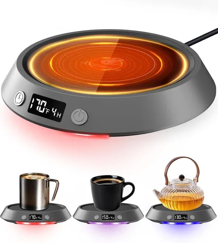 Miniatura 10 de Kepwam Calentador de Taza de Café – Calentador de Café Eléctrico de 55W para Escritorio, 3 Configuraciones de Temperatura y Temporizador de 2-9