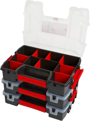 Miniatura 3 de CRAFTSMAN Organizador de almacenamiento, organizador de piezas pequeñas, 3 paquetes con 10 compartimentos, tapa incluye pestillo seguro (CMST60964M)