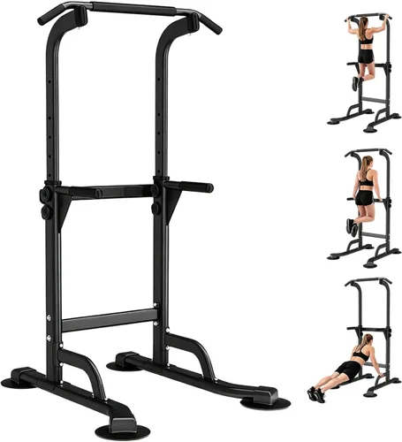 Miniatura 10 de WATBKHE Power Tower Pull Up Dip Station Foldable, Pull Up Bar Station Adjustable, Multi-Function Home Gym, Strength Training Fitness Equipment
