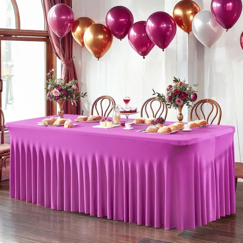 Miniatura 25 de PARTISKY - Mantel de elastano negro para mesas rectangulares de 4 pies, cubierta de mesa elástica para mesas plegables, bodas, fiestas, banquetes