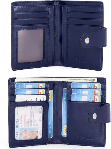 Miniatura 6 de BOSTANTEN - Billetera de cuero para mujer con bloqueo RFID, pequeña, con cremallera, de bolsillo, para tarjetas, con ventana para documento