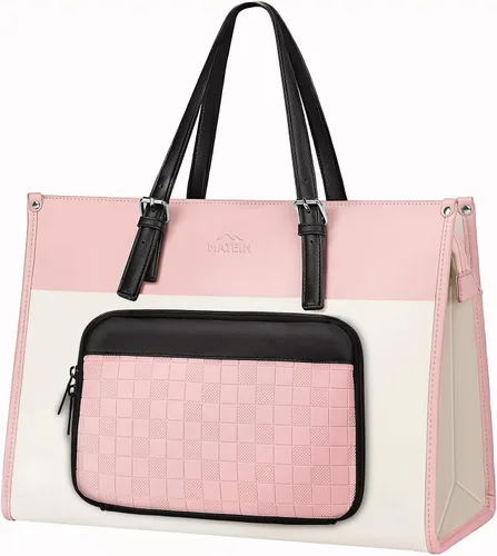 Miniatura 18 de MATEIN - Bolsa de mano para laptop de 17 pulgadas para mujer con compartimento para el almuerzo, maletín de trabajo convertible de piel sintética