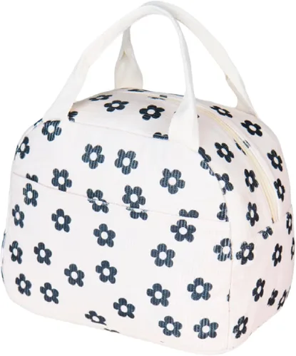 Bolsa de almuerzo para mujeres, hombres y niñas, grandes y lindas bolsas de almuerzo de corduroy - Caja de almuerzo aislada reutilizable para