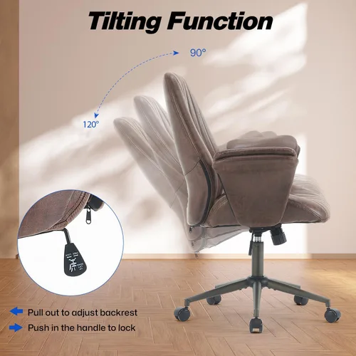 Miniatura 3 de Silla de escritorio para oficina en casa, ruedas suaves, ergonómica, con soporte lumbar, altura ajustable, giratoria, reposabrazos ejecutivo
