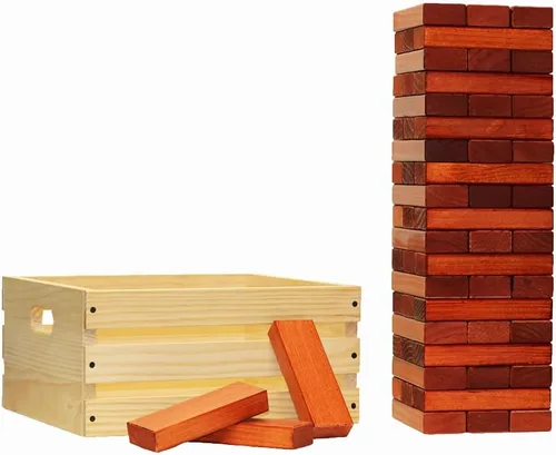 Miniatura 7 de Tailgating Pros Maderas gigantes de primera calidad con caja de madera natural – Juego gigante para patio al aire libre, la torre crece hasta más