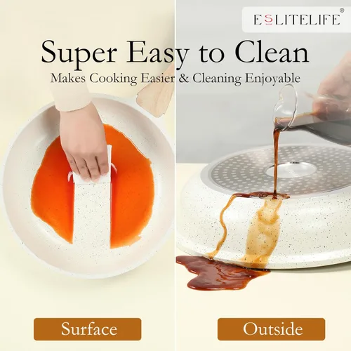 Miniatura 6 de ESLITE LIFE Juego de sartenes antiadherentes de cerámica, no tóxicas para tortilla de huevo, sartenes de cocina compatibles con todas las estufas