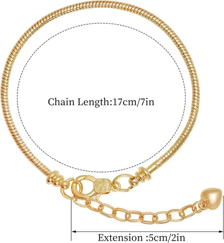 Miniatura 2 de Juego de 10 pulseras de cadena chapada en oro, cadena de serpiente con corazón y langosta europea, pulsera para Navidad, bricolaje, joyería