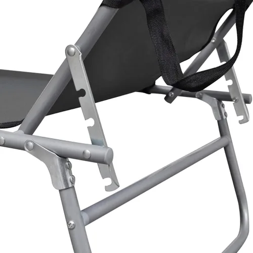 Miniatura 5 de vidaXL Tumbona plegable con toldo, color gris acero