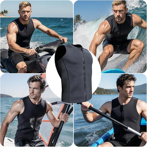 Miniatura 6 de Chaleco de neopreno para hombres y mujeres, con cremallera frontal de 0.118 pulgadas, de neopreno, para buceo, kayak, surf, natación