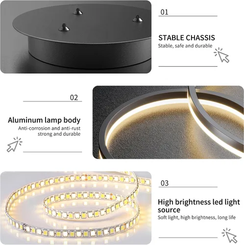 Miniatura 5 de Mikeru Lámpara LED moderna, lámpara colgante de techo con control remoto de 3000 a 6500 K, luz de temperatura de color ajustable para sala de estar