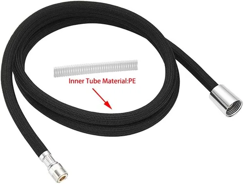Miniatura 5 de Grifo desplegable para fregadero de baño de cocina de 1/2 pulgada IPS negro trenzado manguera de cabeza extraíble de 59 pulgadas o 59.1 in